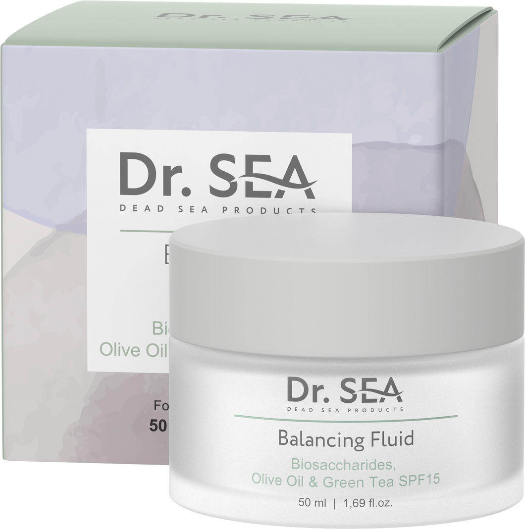 BALANCING FLUID - BIOSACCHARIDES, OLIVE OIL & GREEN TEA SPF15, 50 ml