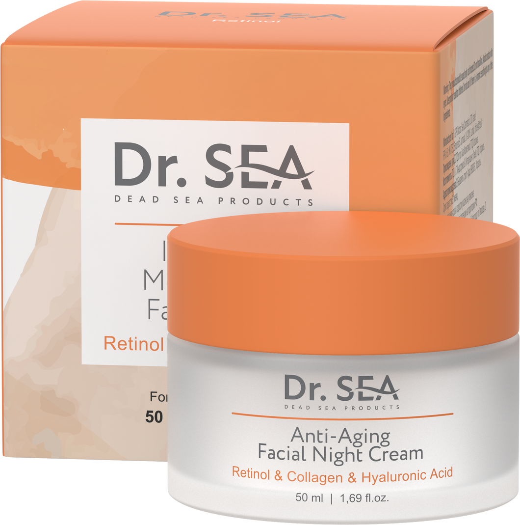 ANTI-AGING FACIAL NIGHT CREAM - RETINOL, COLLAGEN & HYALURONIC ACID, 50 ml