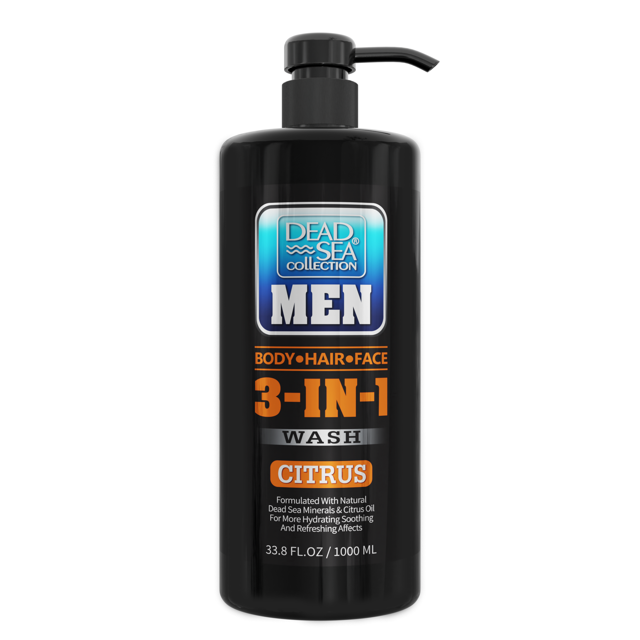DSC Men's Face/ Hair & Body Wash 3 in 1 Citrus 33.8fl.oz/1000ml bottle+pump