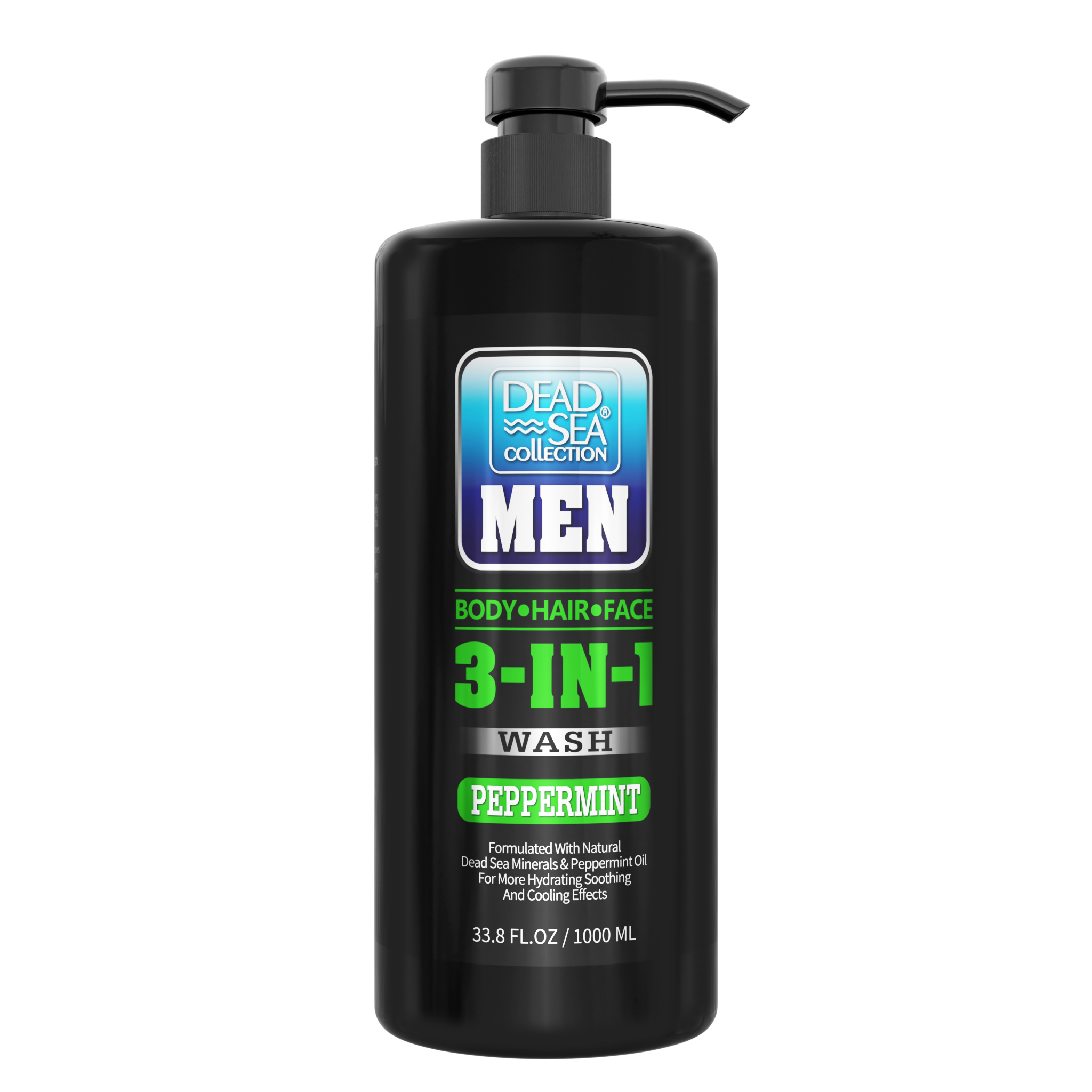 DSC Men's Face/ Hair & Body Wash 3 in 1 Peppermint 33.8fl.oz/1000ml bottle+pump