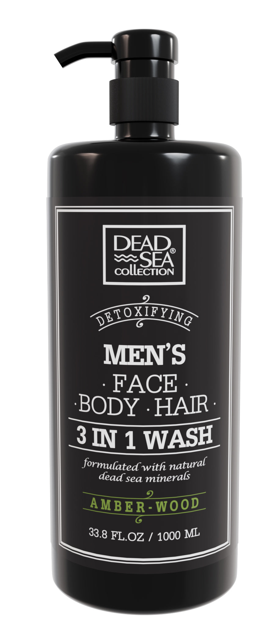 DSC Men's Face/ Hair & Body Wash 3 in 1 Amberwood 33.8fl.oz/1000ml bottle+pump