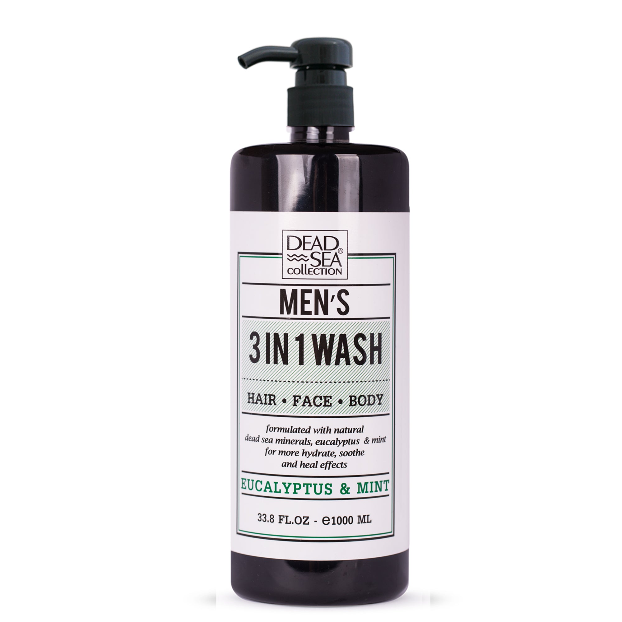 DSC Men's Face/ Hair & Body Wash 3 in 1 Eucalyptus Mint  33.8fl.oz/1000ml bottle+pump
