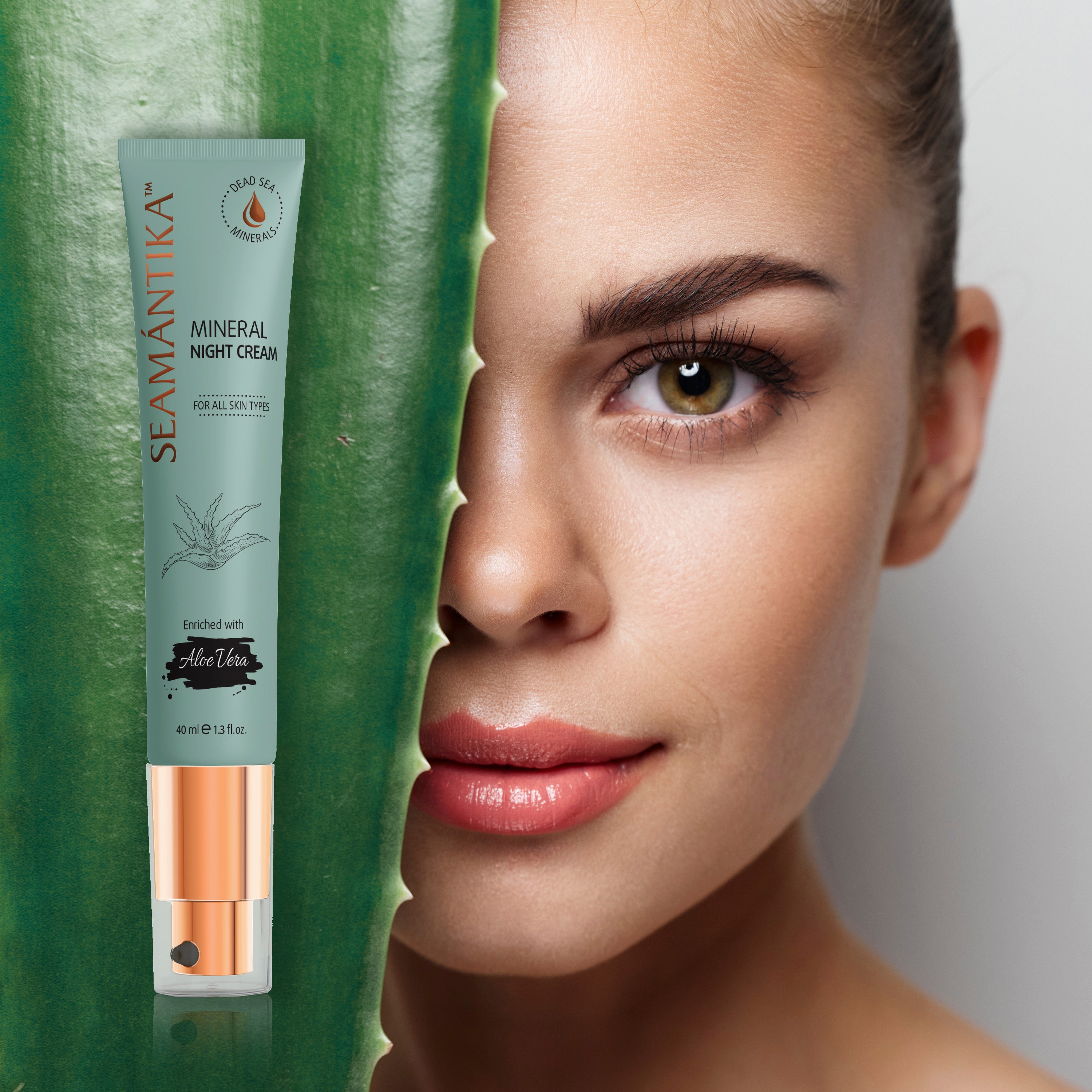 Crème de Nuit Minérale – Jus de Feuilles d’Aloe Vera – Pour Tous Types de Peau