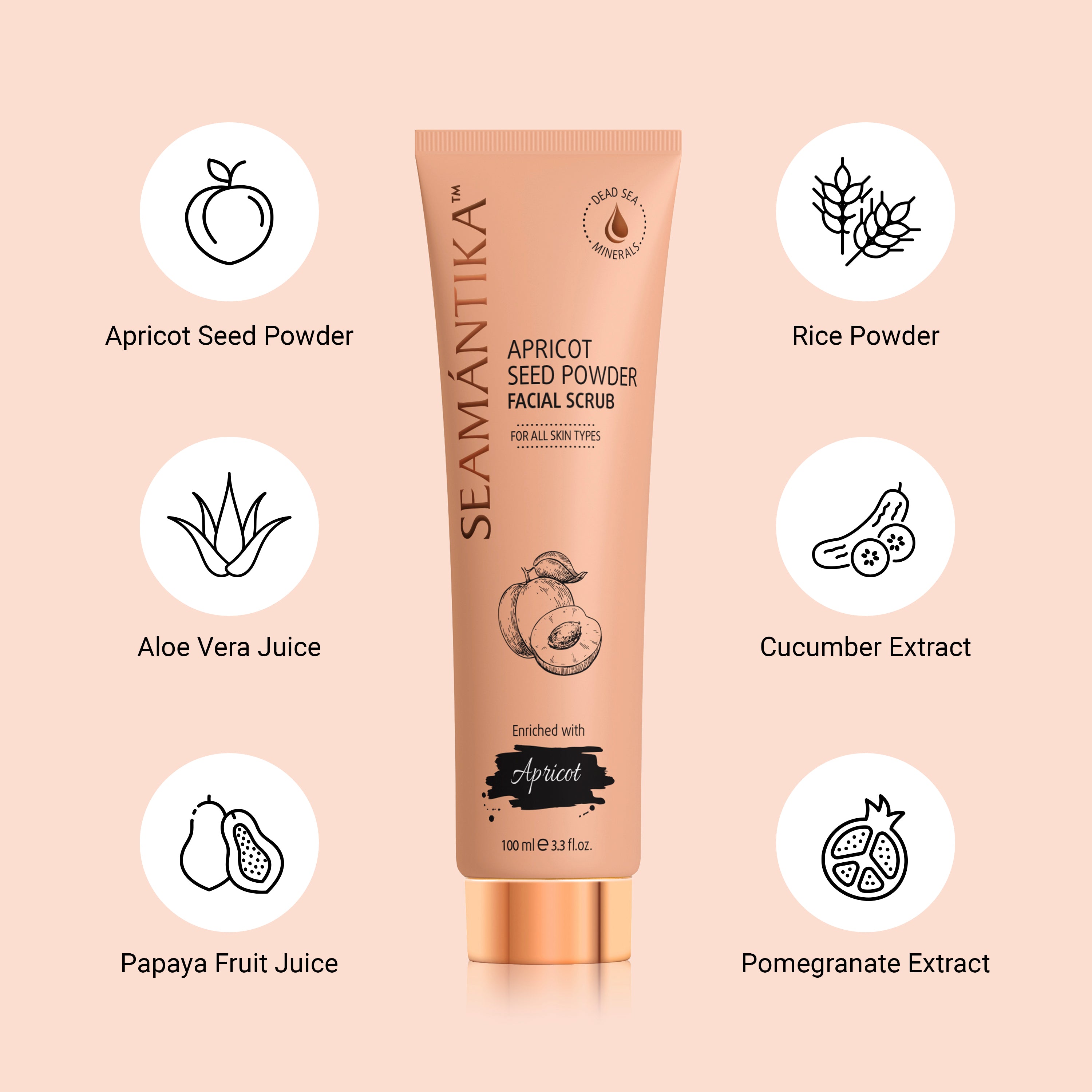 Gommage facial à la poudre de noyaux d’abricot – Noyaux d’abricot – Pour tous types de peau