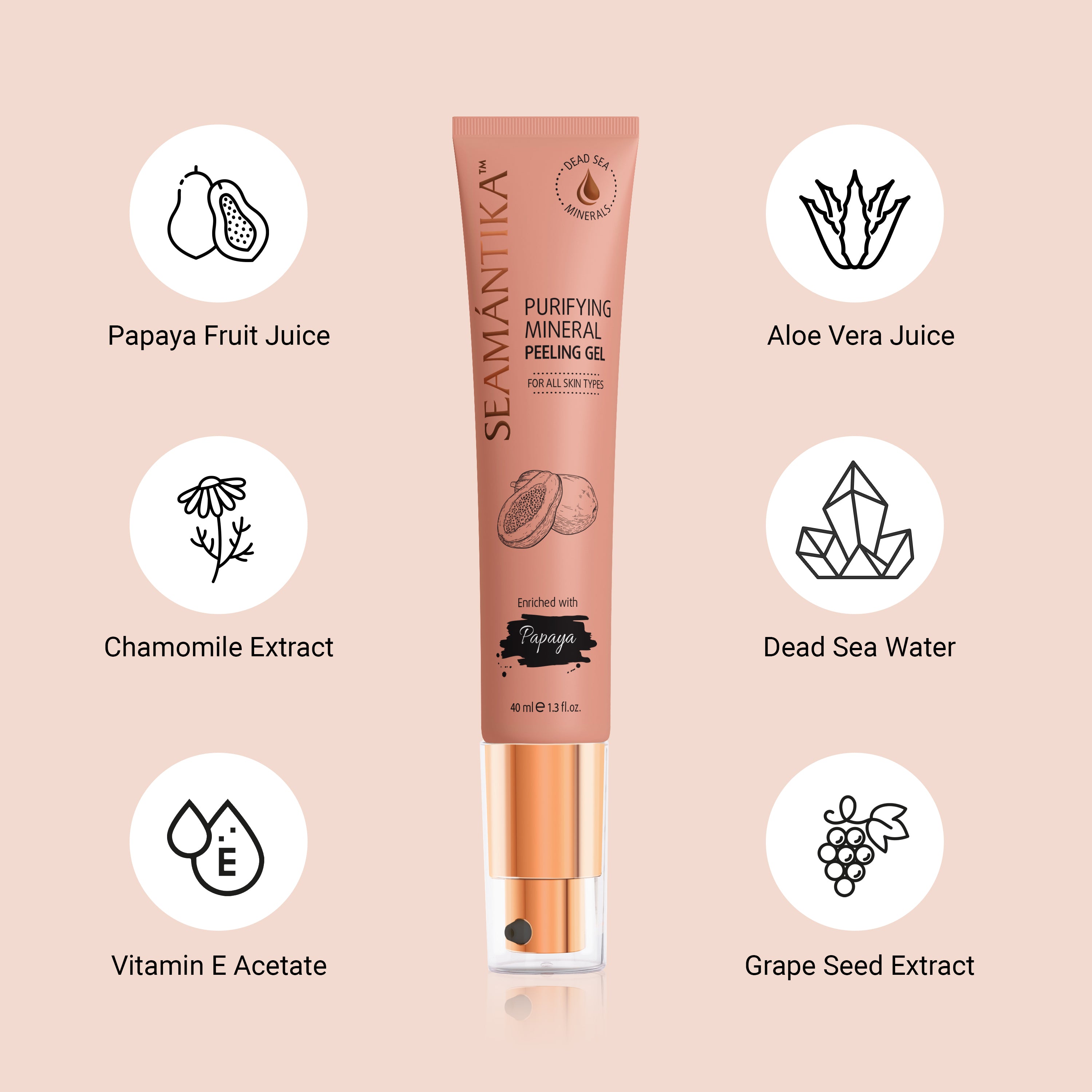 Gel Peeling Minéral Purifiant – Jus de Fruit de Papaye – Pour Tous Types de Peau