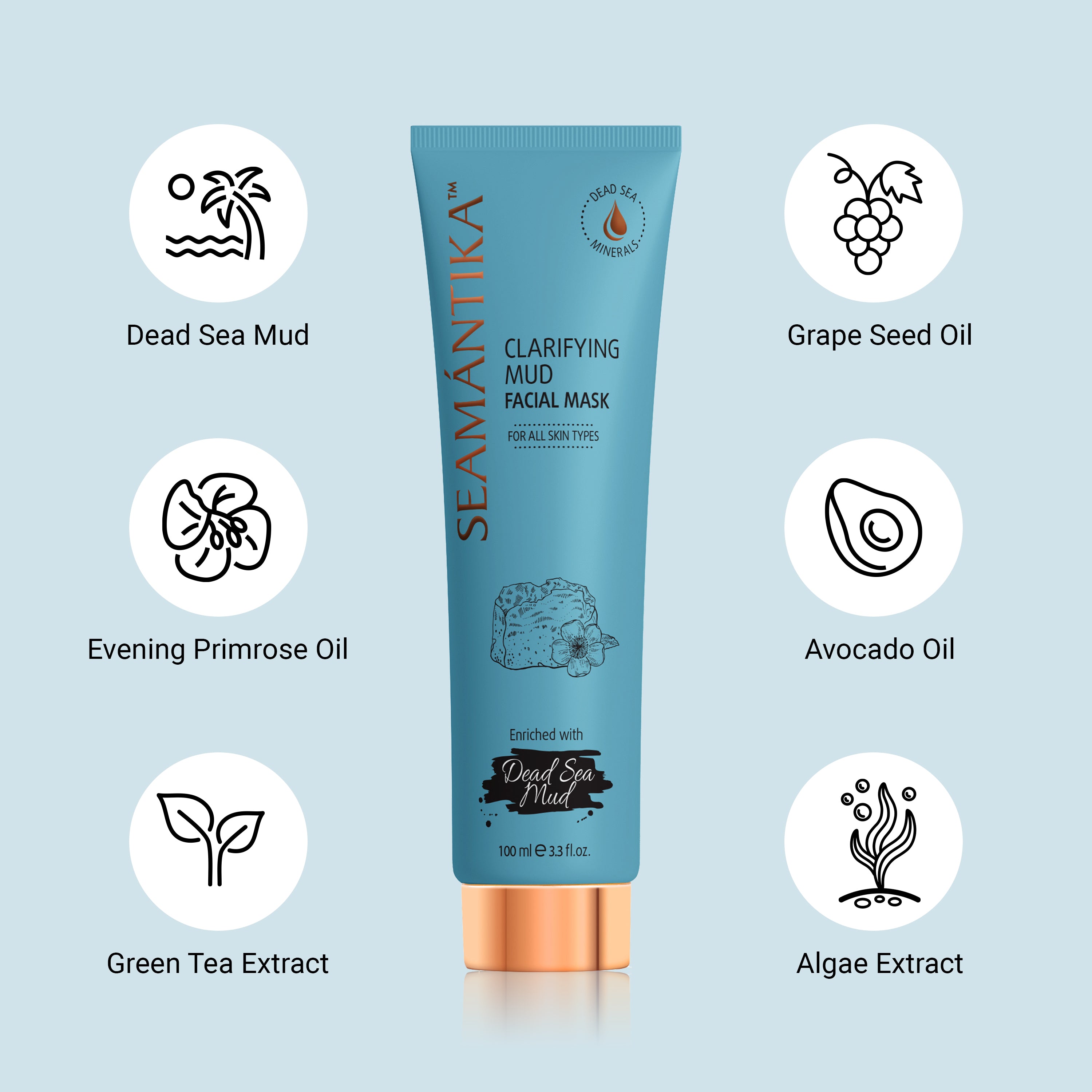 Masque Facial Purifiant à la Boue de la Mer Morte – Pour Tous Types de Peau