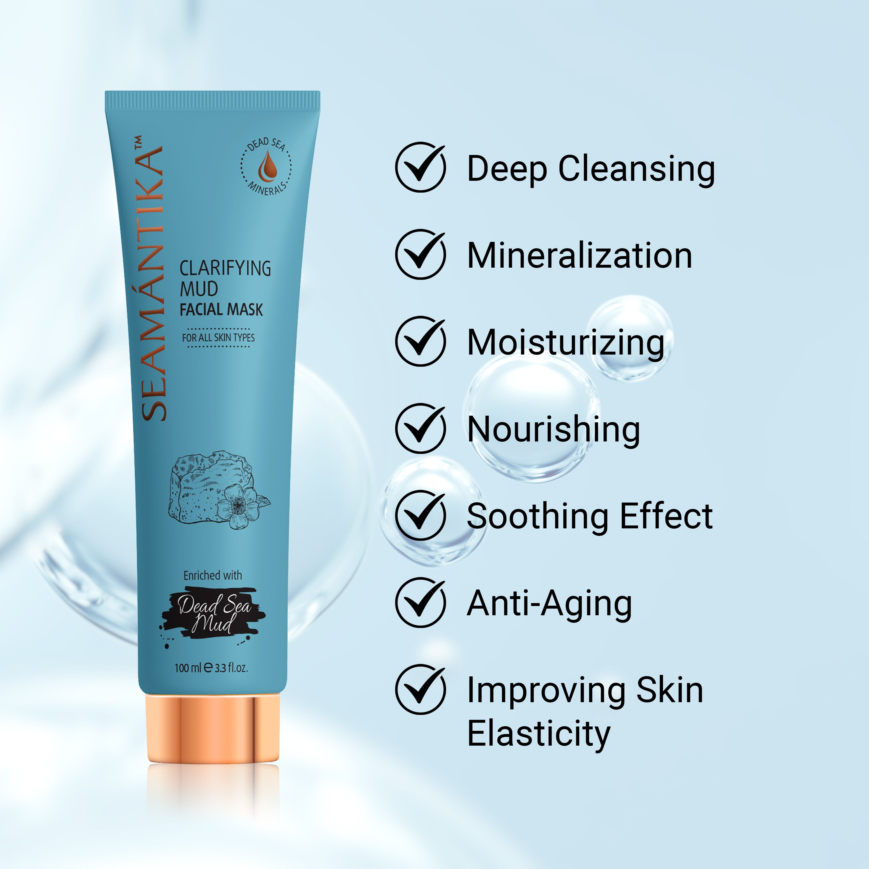 Masque Facial Purifiant à la Boue de la Mer Morte – Pour Tous Types de Peau