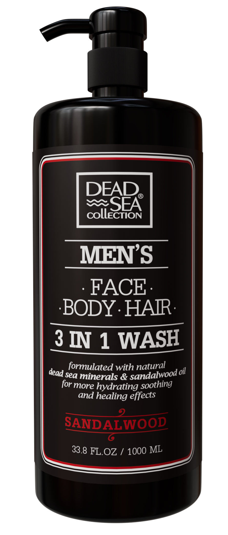 DSC Men's Face/ Hair & Body Wash 3 in 1 Sandalwood 33.8fl.oz/1000ml bottle+pump