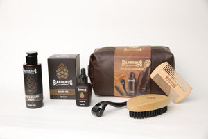 KIT POUR FAVORISER POUSSE BARBE  SHAMP+ROULEAU+BAUME+PEIGNE+BROSSE